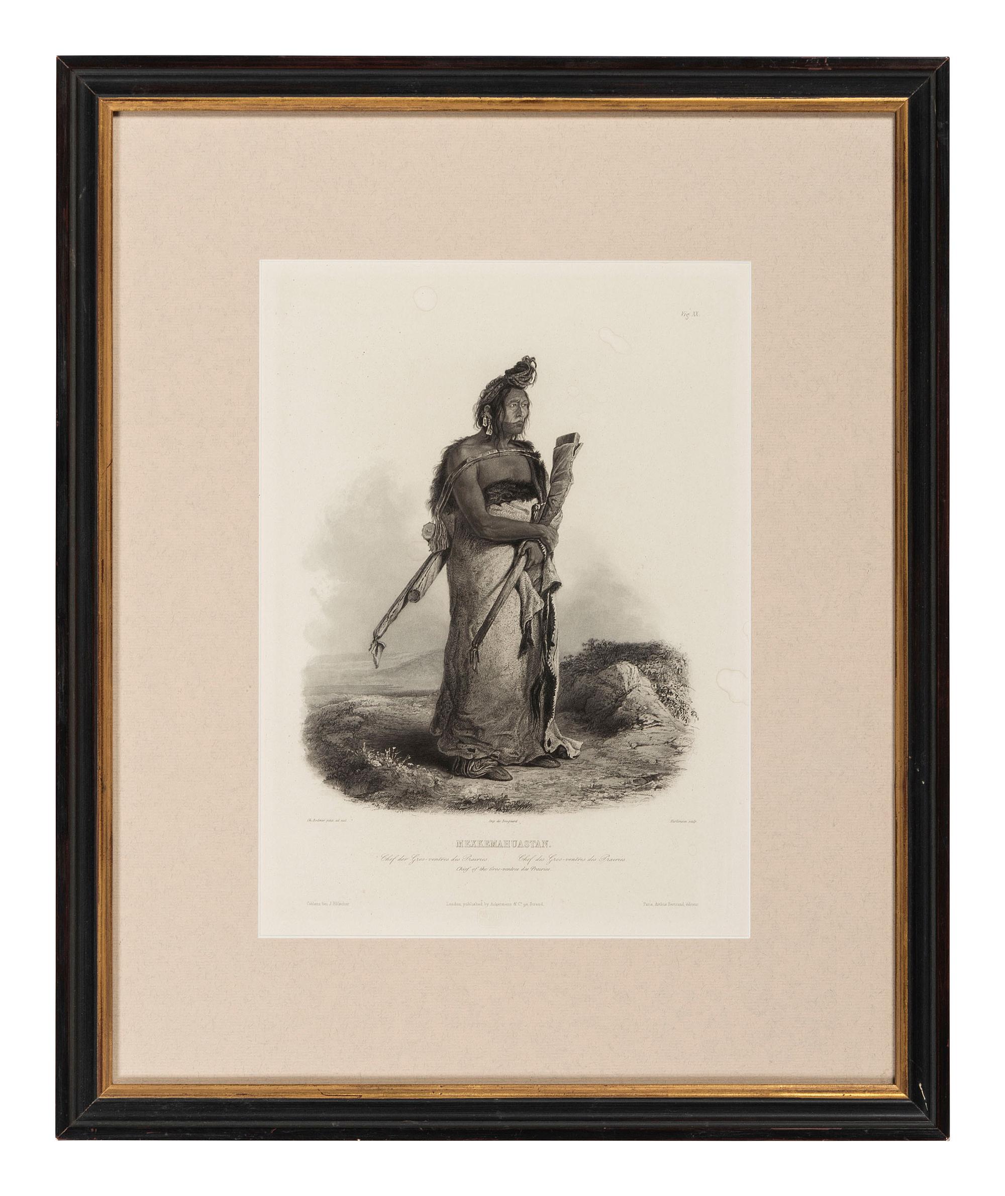 BODMER, Karl (1809-1893). ACKERMAN & Co., publisher. A group of 2 engravings of Mandan and Gros Ventre Indians.