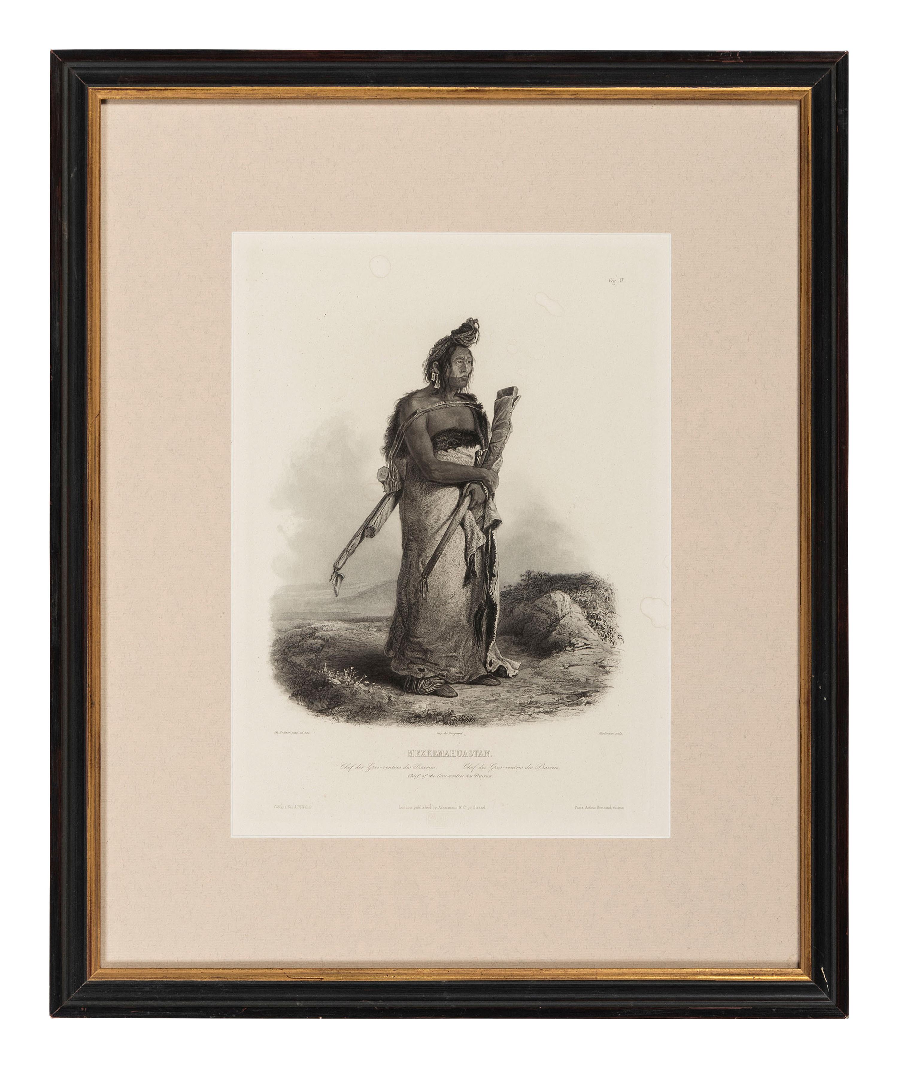 BODMER, Karl (1809-1893). ACKERMAN & Co., publisher. A group of 2 engravings of Mandan and Gros Ventre Indians.
