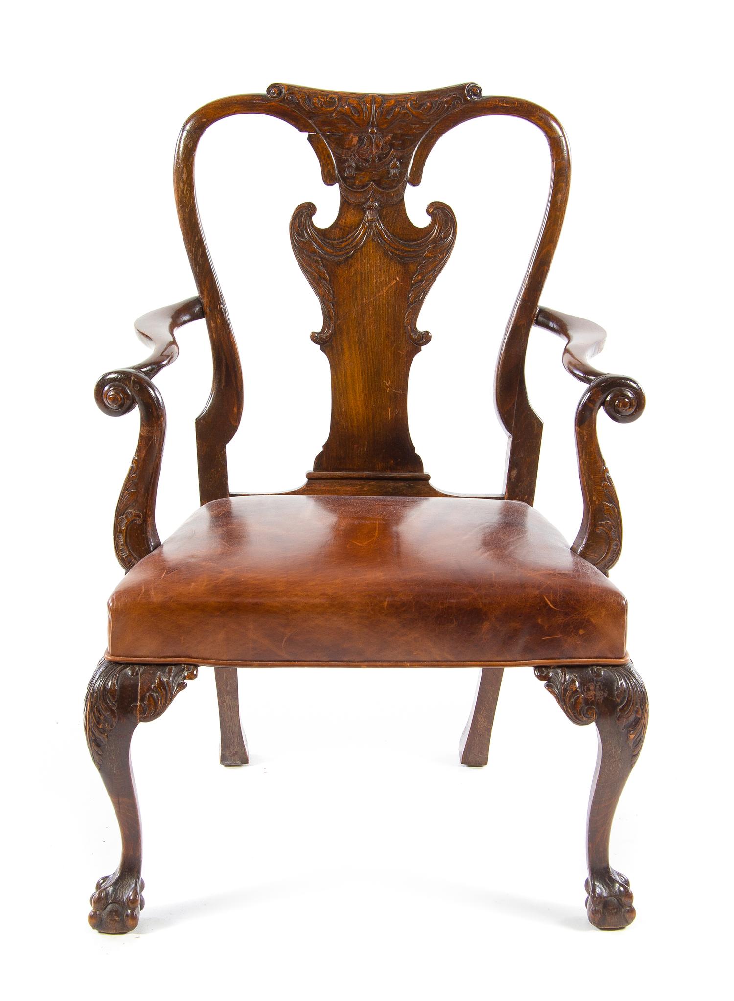 A Queen Anne Style Walnut Side Chair Height 42 inches overall.