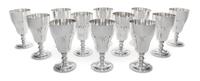A Set of Twelve American Silver Goblets, Manchester Silver Co., Providence, RI, 20th Century, each of baluster form.