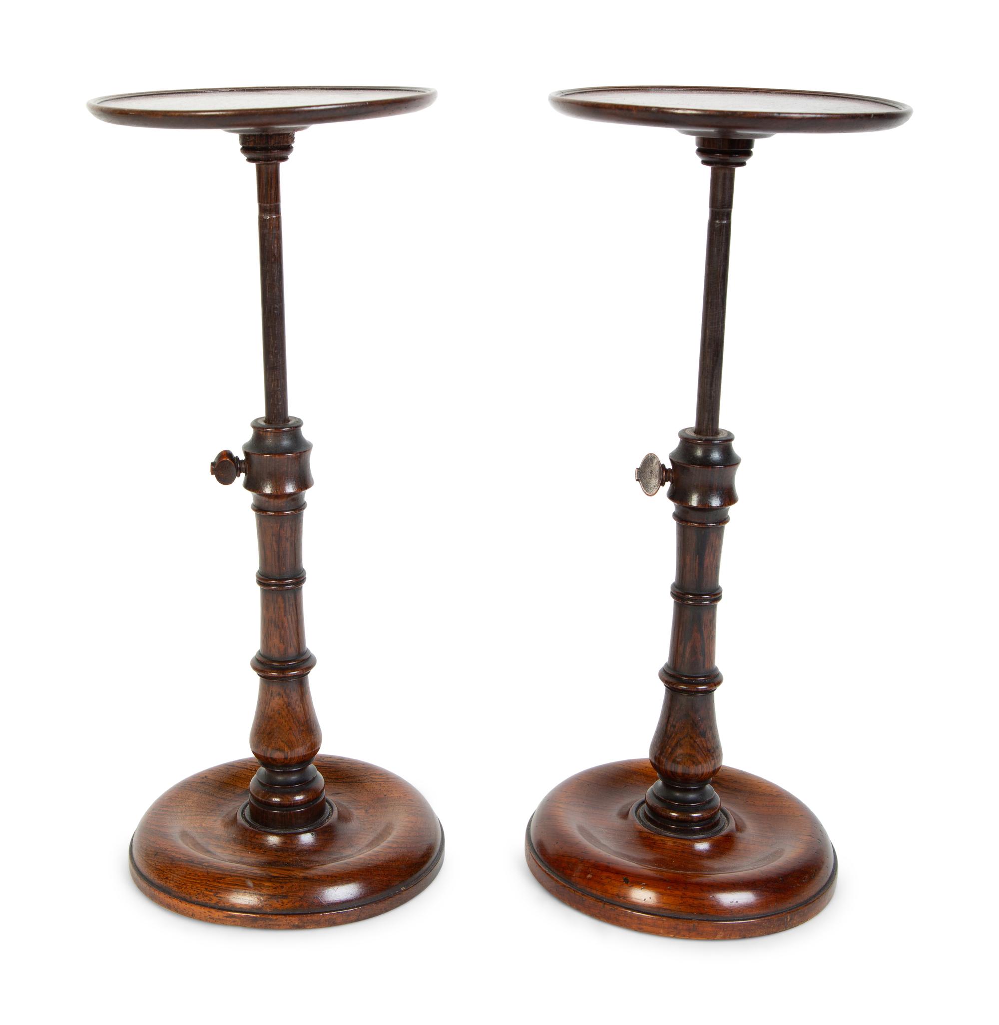 A Pair of Regency Rosewood Telescoping Candle Stands — 19TH CENTURY
