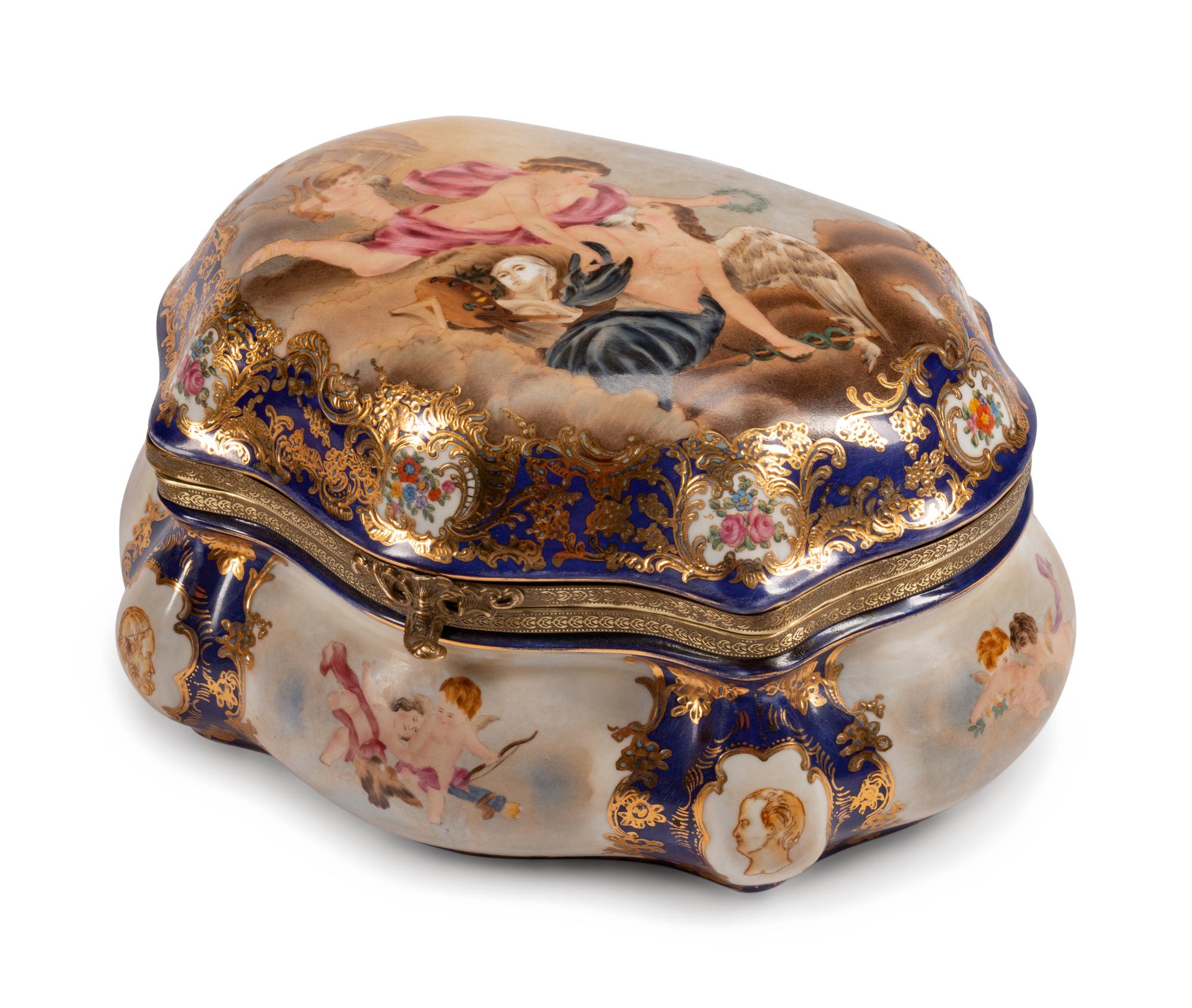 A Sevres Style Bronze-Mounted Porcelain Casket