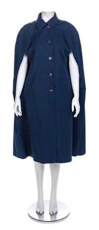 Reversible Blue and Window Pane Check Cape, 1950-60s