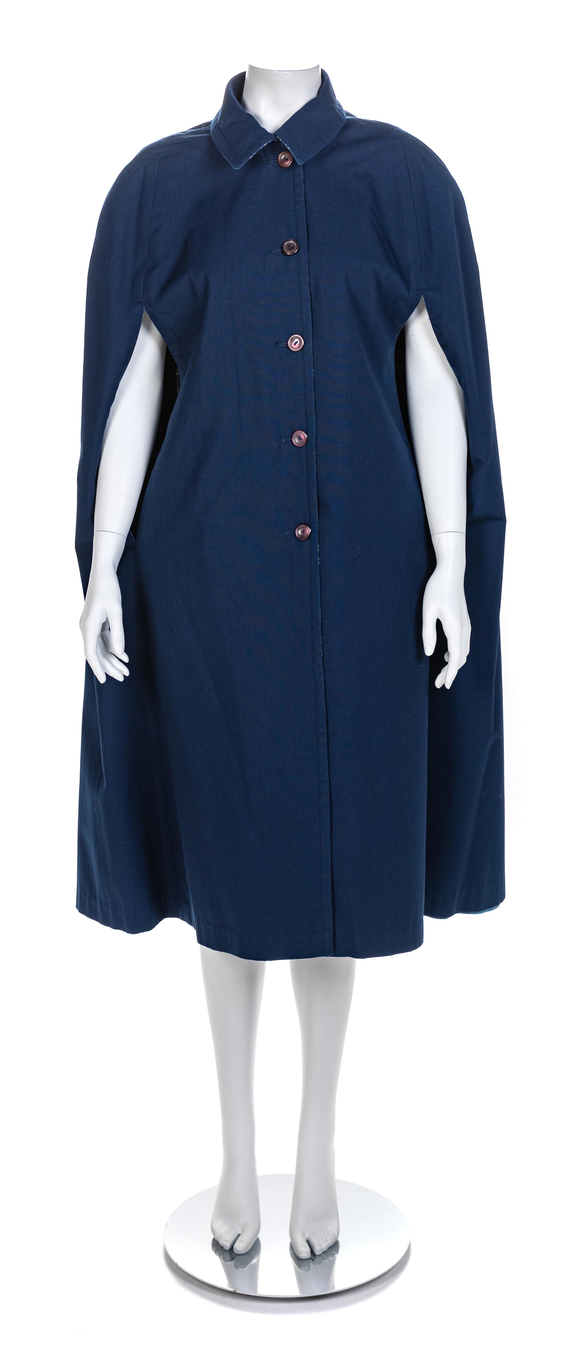 Reversible Blue and Window Pane Check Cape, 1950-60s