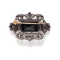 PORTUGUESE, VINTAGE, TOURMALINE, DIAMOND AND PEARL BROOCH
