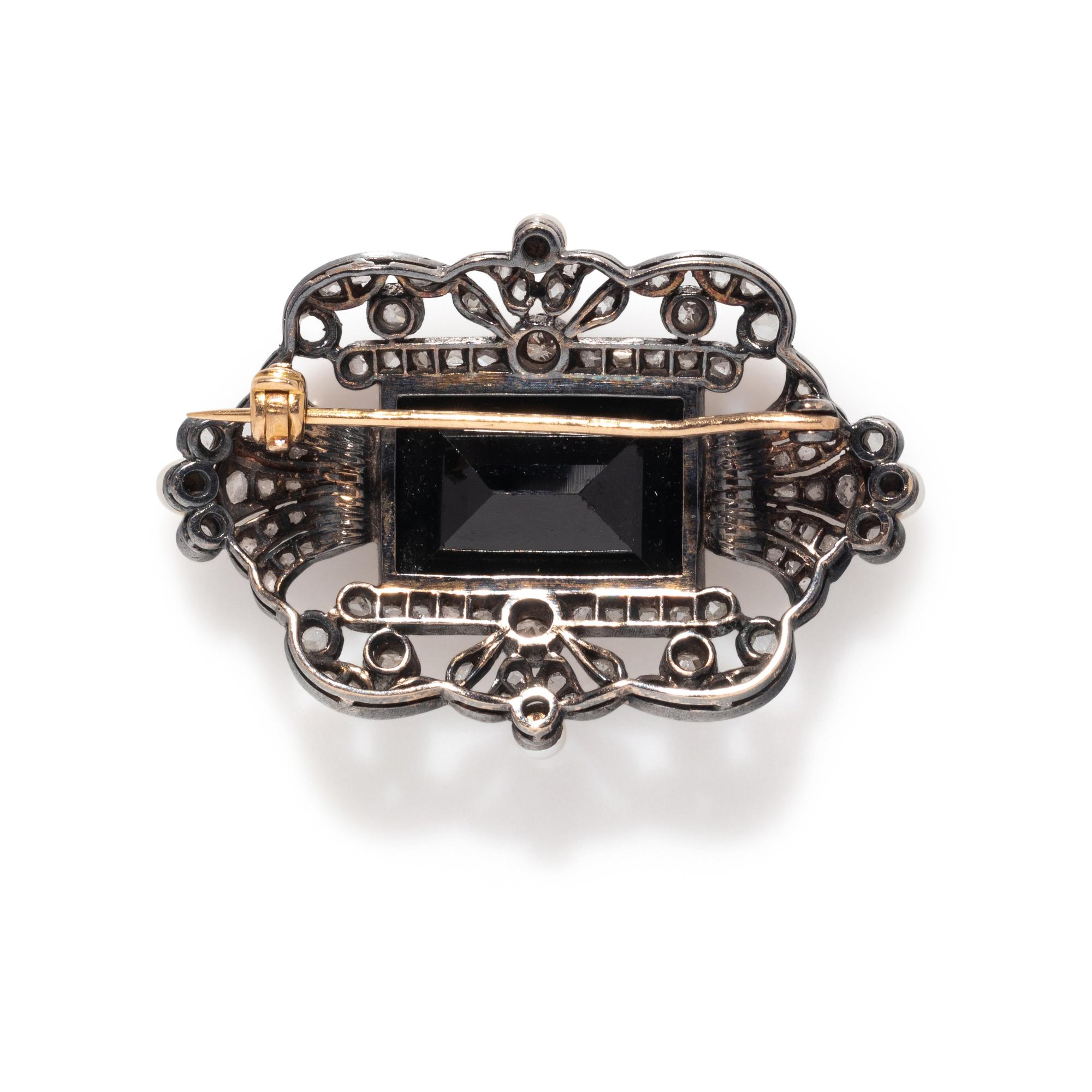 PORTUGUESE, VINTAGE, TOURMALINE, DIAMOND AND PEARL BROOCH