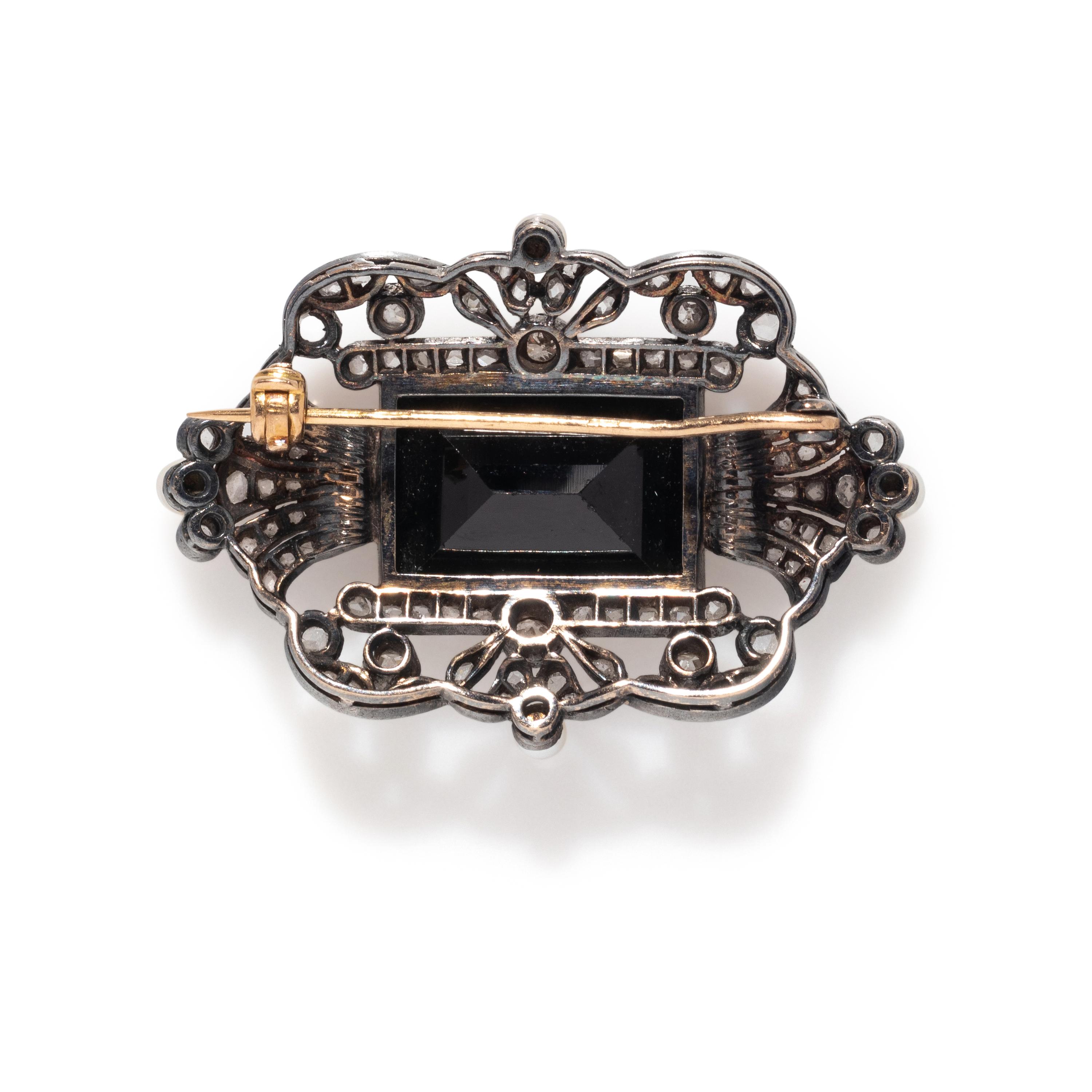 PORTUGUESE, VINTAGE, TOURMALINE, DIAMOND AND PEARL BROOCH