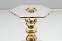 A Yossi Swed Judaica Partial Gilt Silver Dining Table Seder Plate and Vitrine