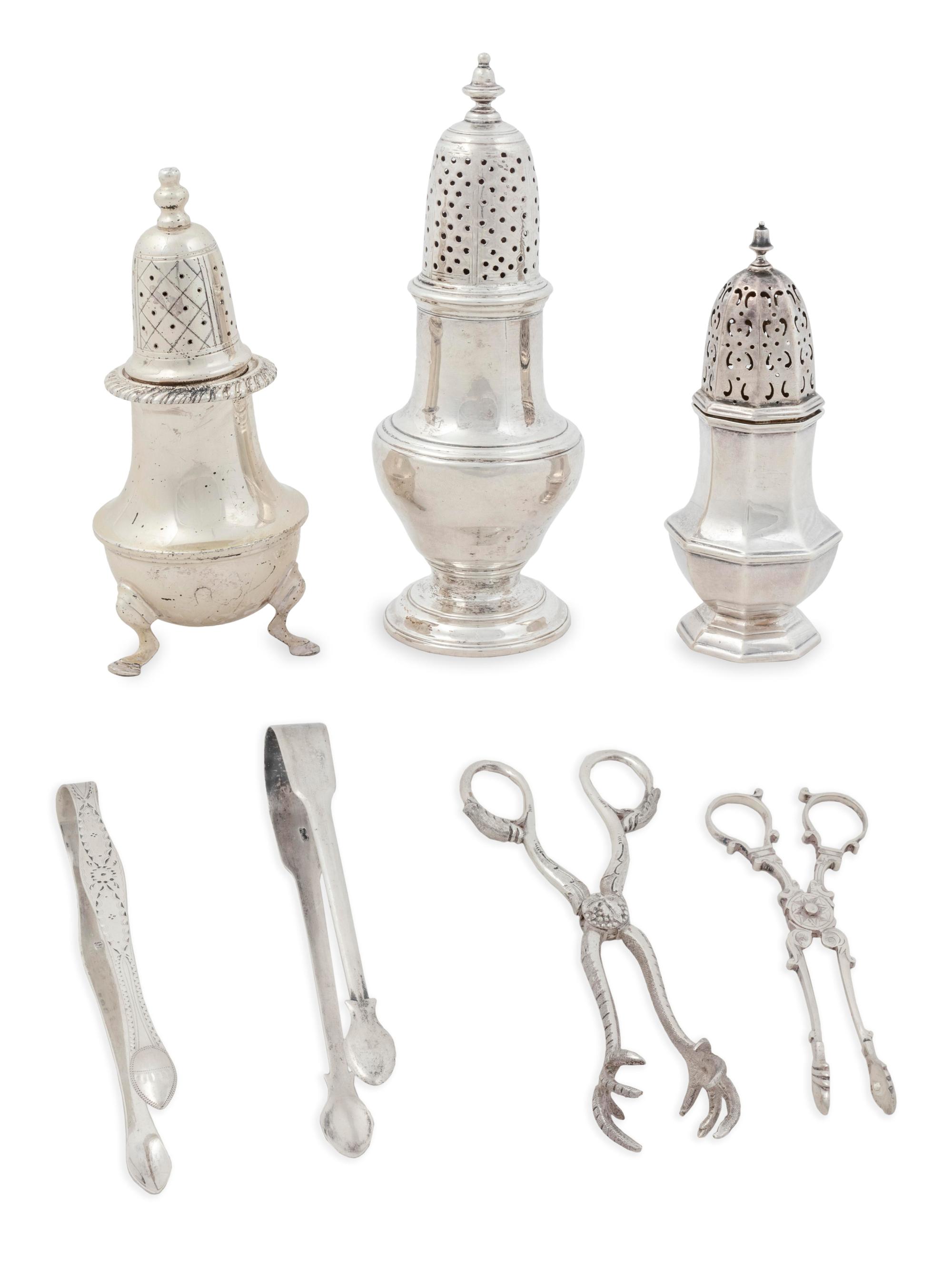Seven Silver and Silverplate Table Articles