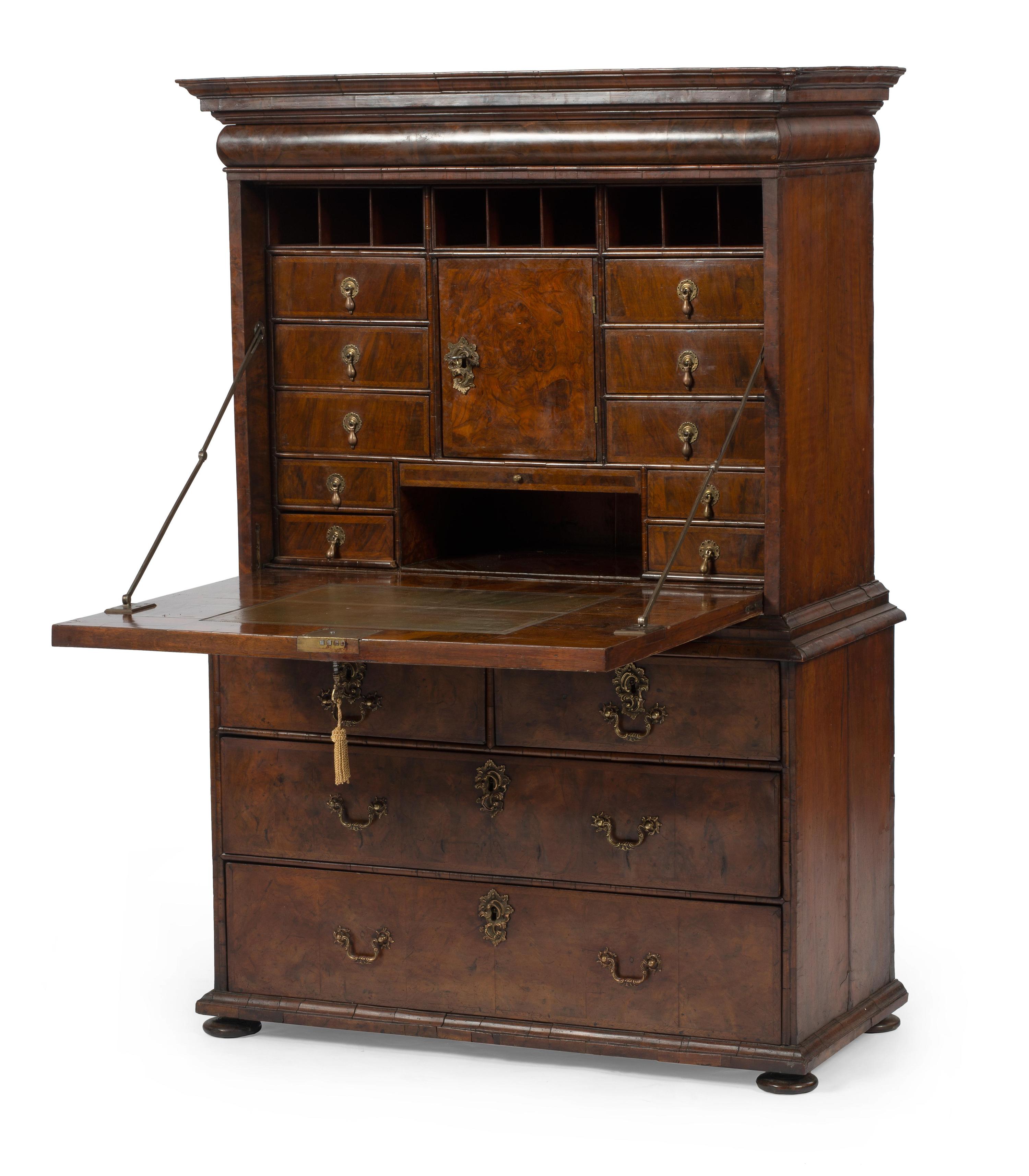 A William and Mary Walnut Secretary Desk