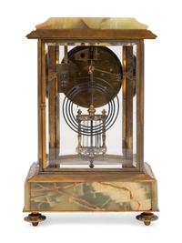 A French Onyx and Champlevé Mantel Clock