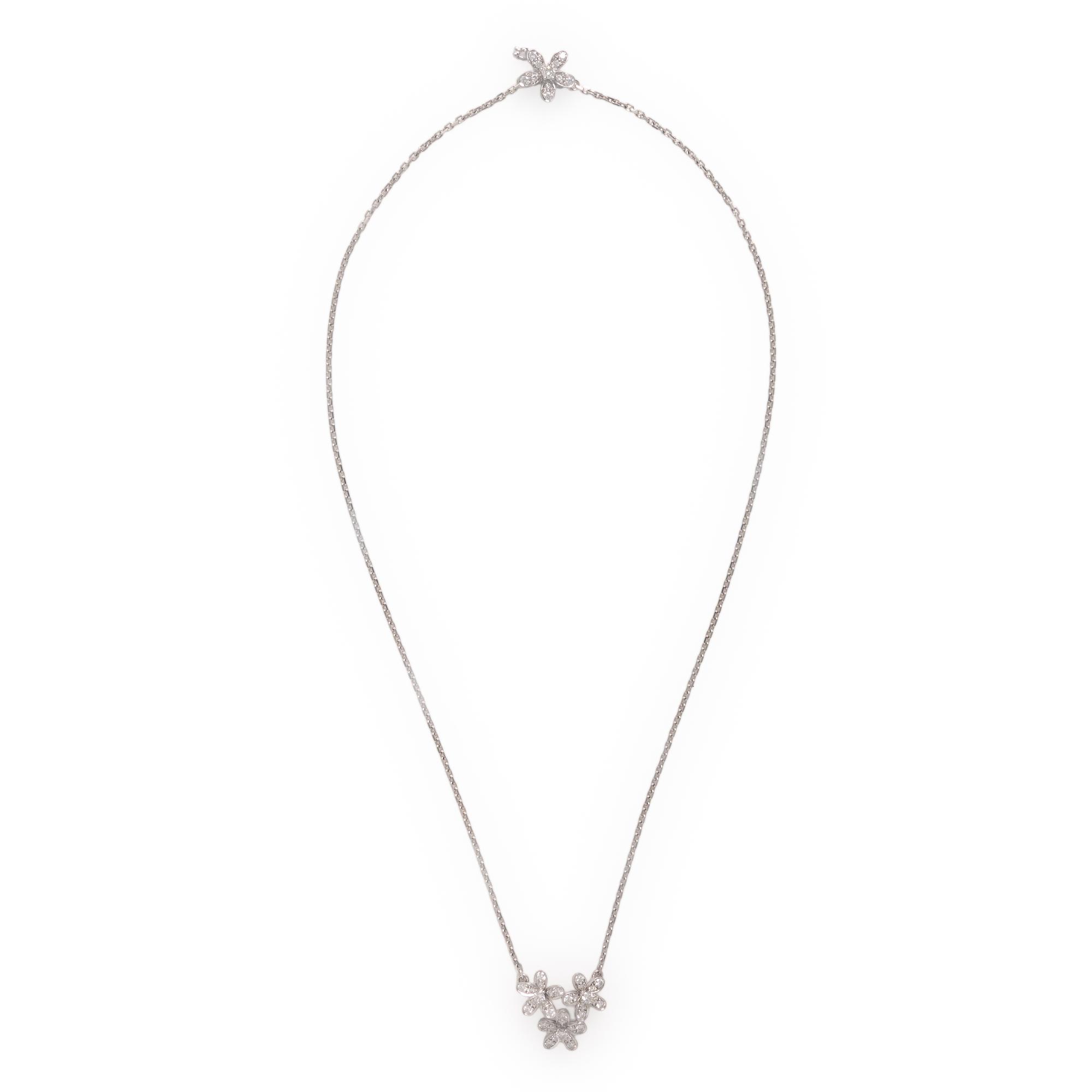 Van Cleef & Arpels, 'Socrate' '3 Flowers', Diamond and White Gold Pendant Necklace