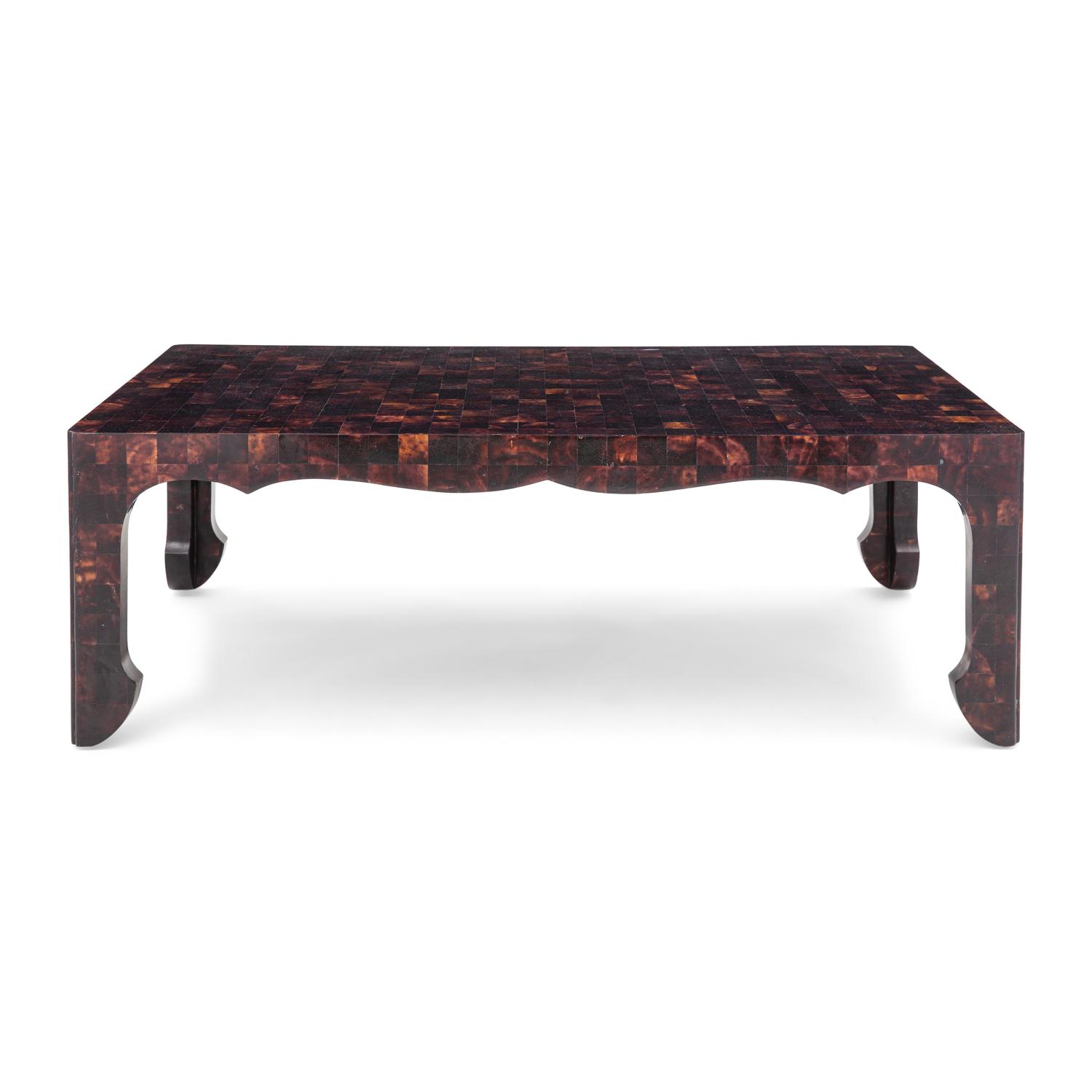 An Ironies Faux Tortoise-Veneered Low Table