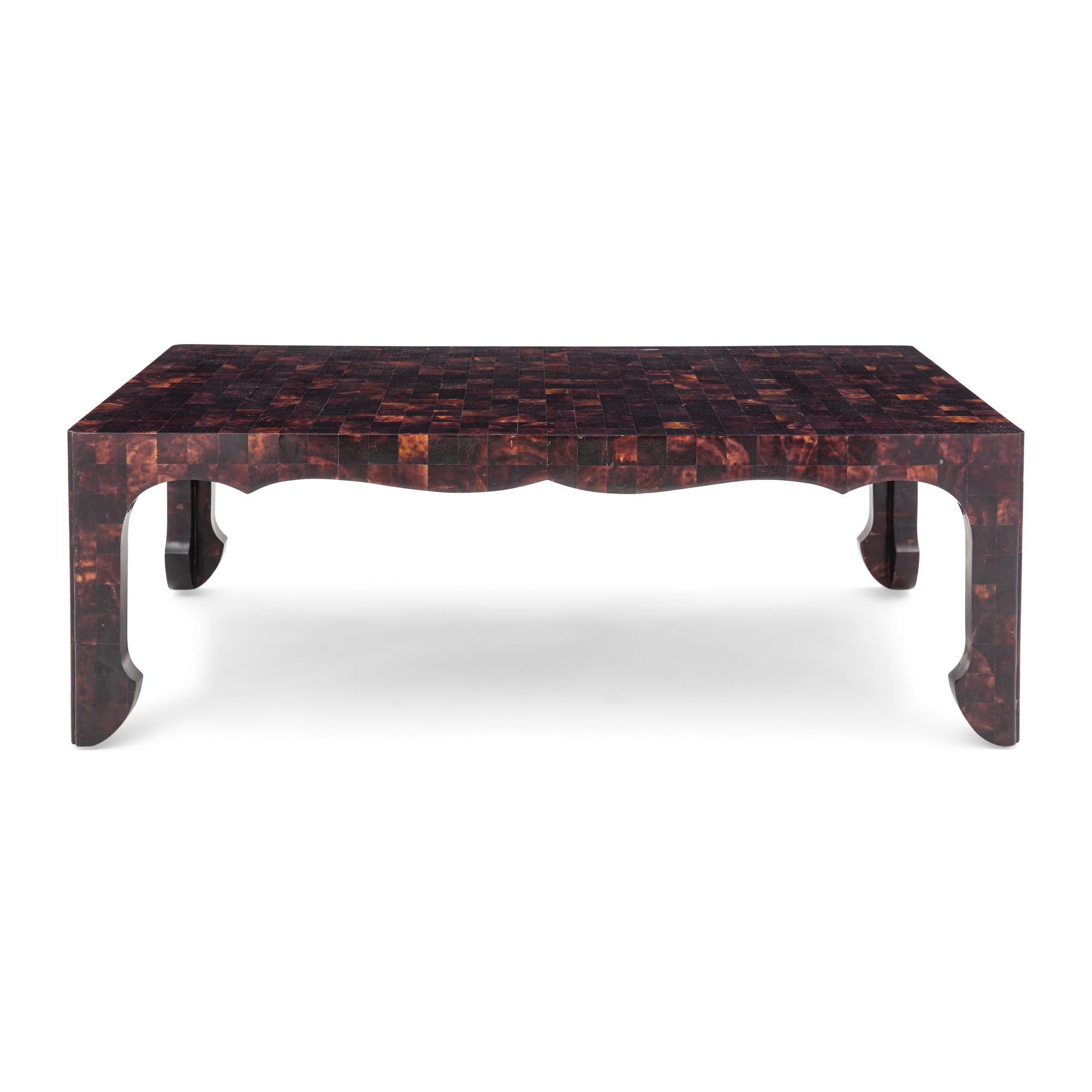 An Ironies Faux Tortoise-Veneered Low Table