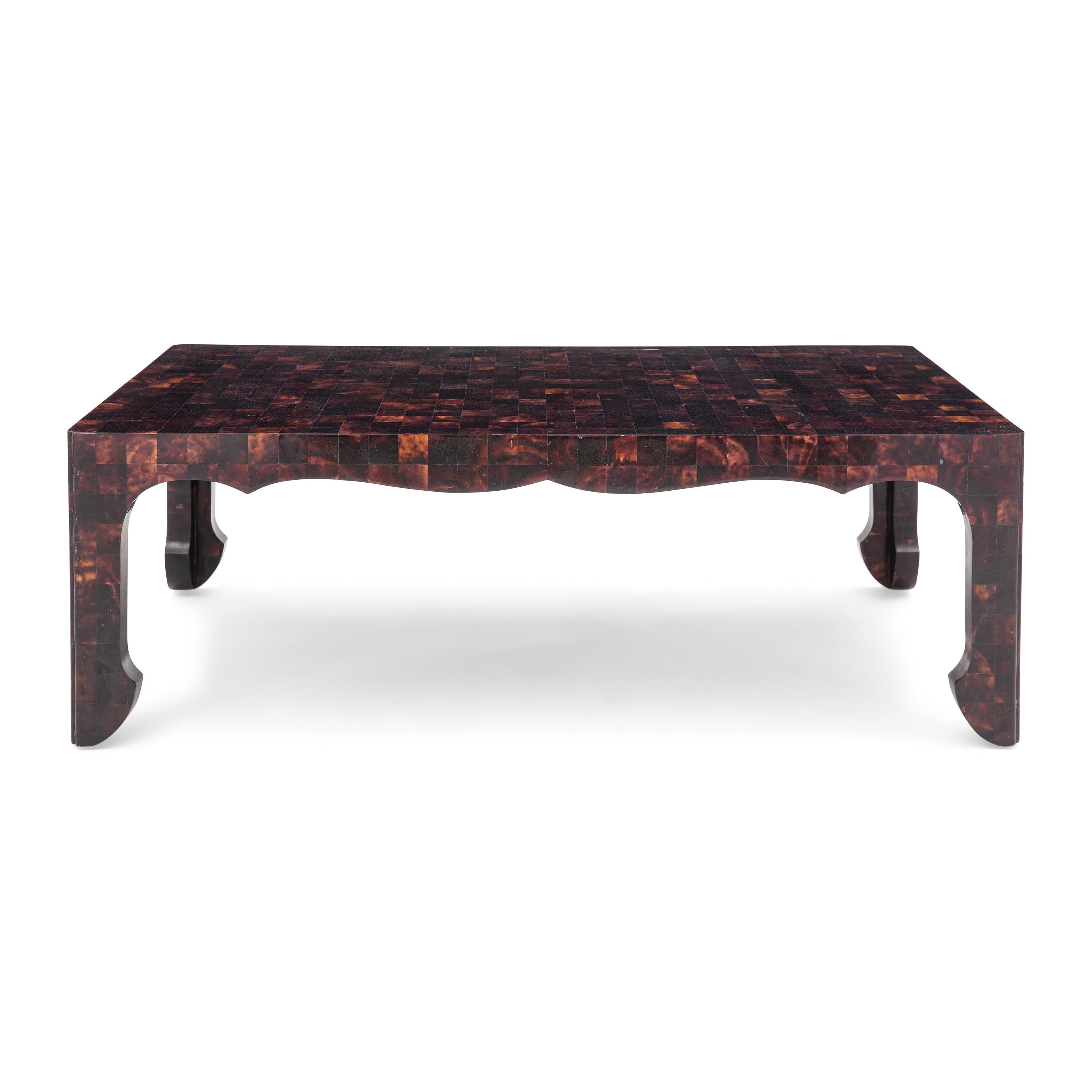 An Ironies Faux Tortoise-Veneered Low Table