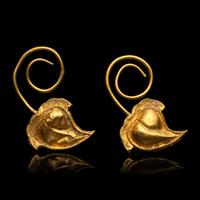 A Pair of Chinese Gold 'Peach' Earrings, Erhuan, Song Dynasty 宋 桃形金耳環一對