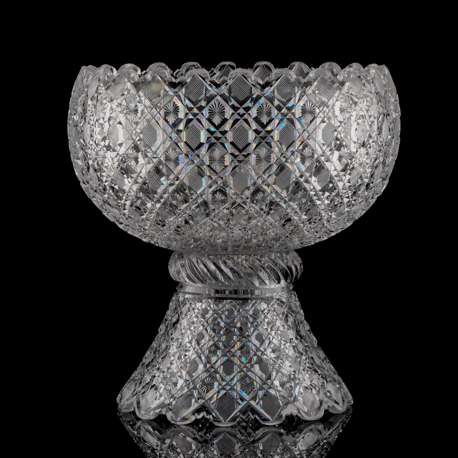 A Brilliant-Period "Harvard" Cut Glass Punch Bowl and Stand