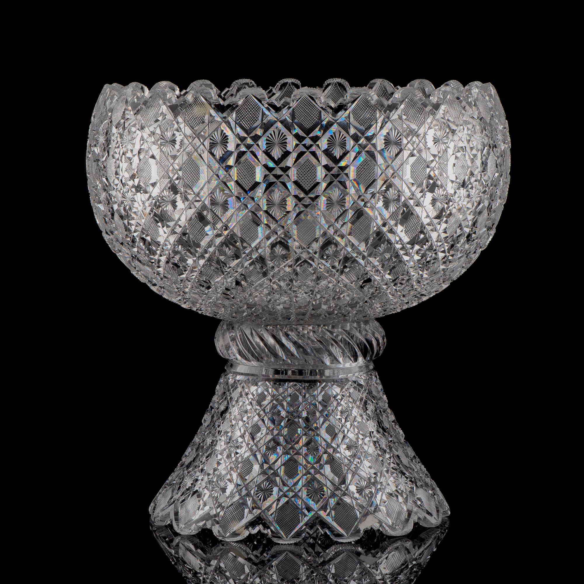 A Brilliant-Period "Harvard" Cut Glass Punch Bowl and Stand