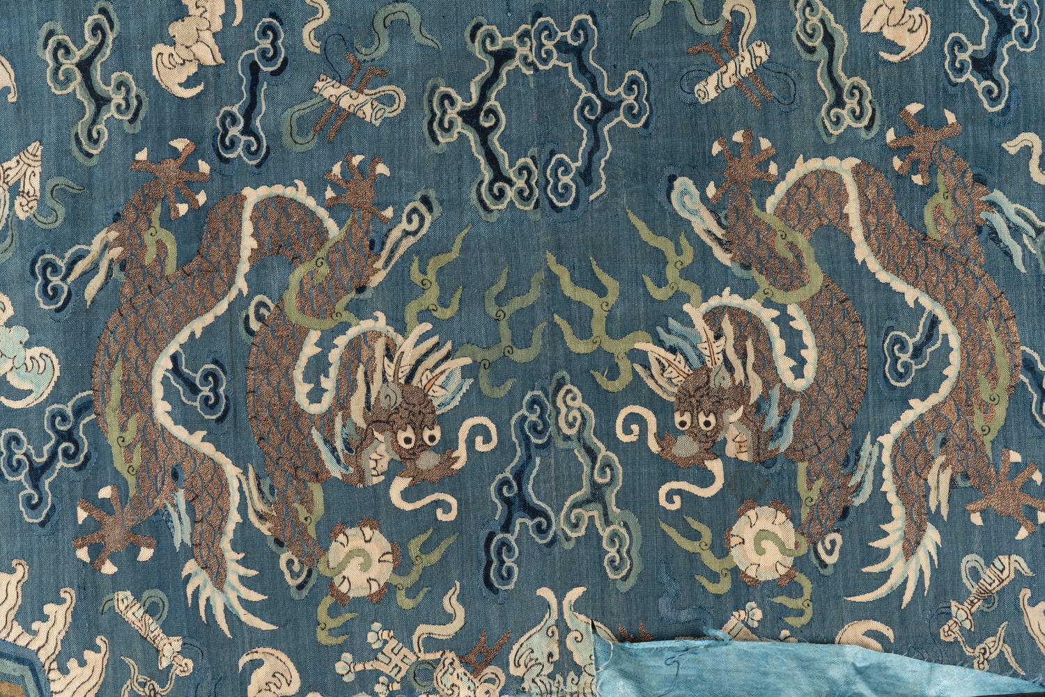 A Chinese Kesi Woven Silk 'Dragon' Panel
