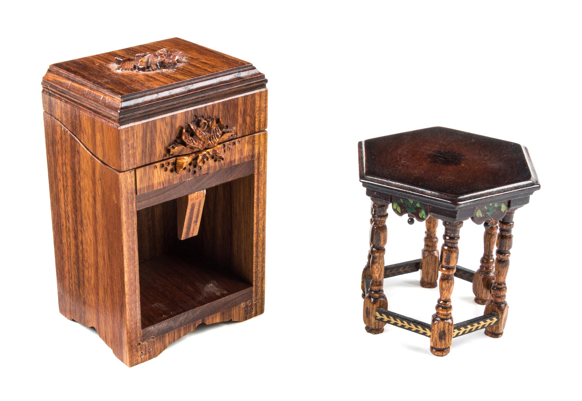 Two Furniture Articles Height of first 3 7/8 x width 2 7/8 x depth 1 7/8 inches. — George Becker