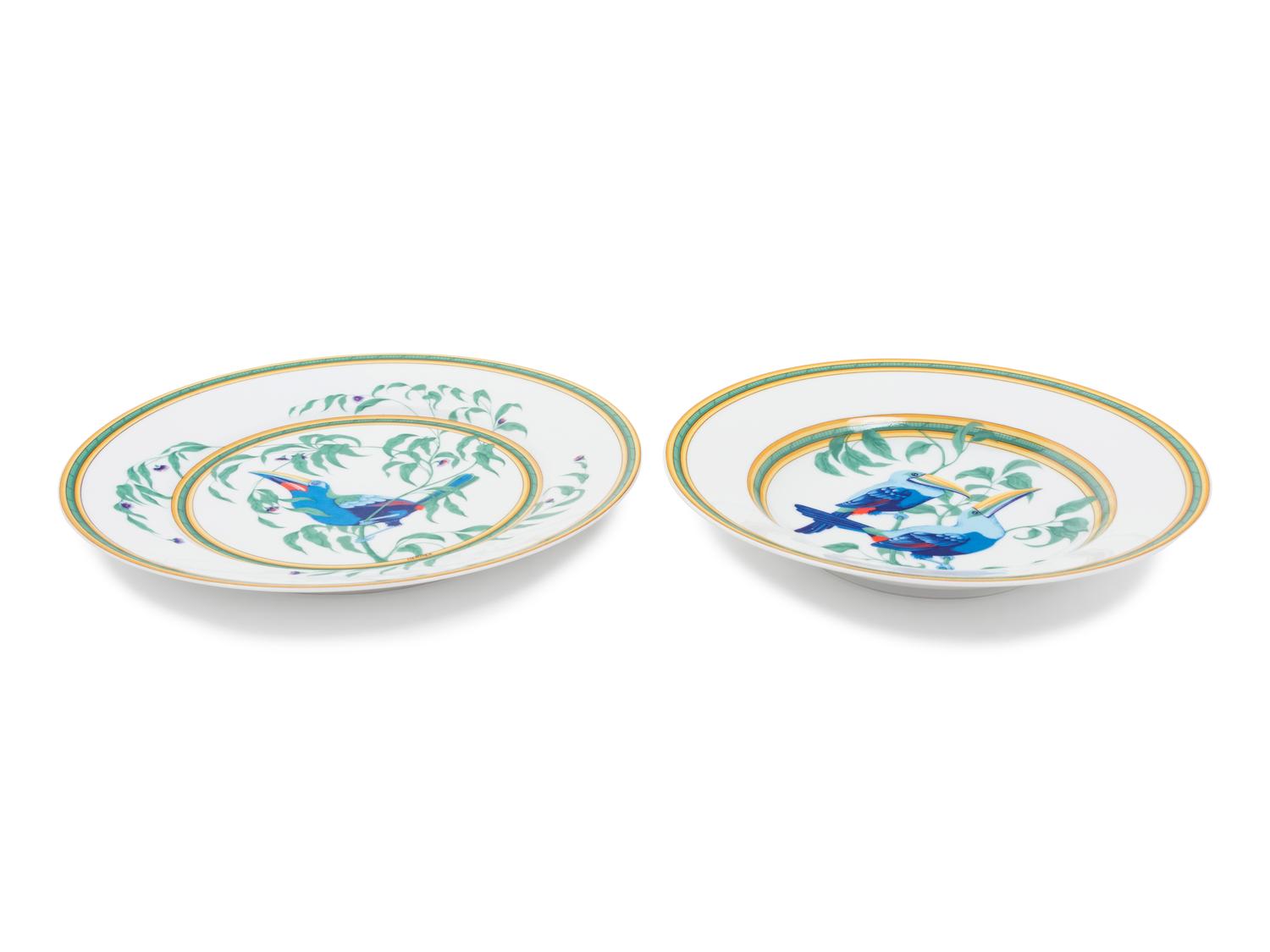 A Group of Hermès Toucans Porcelain Dinnerware