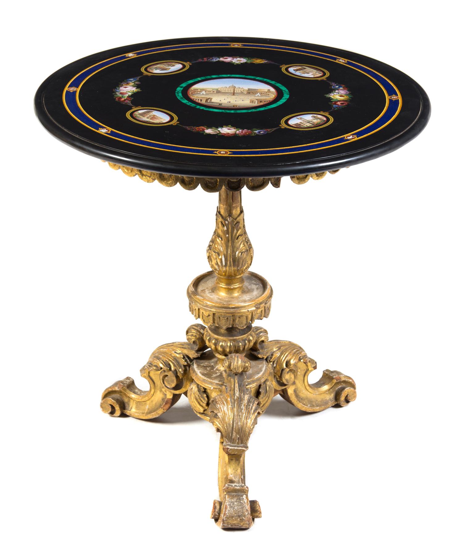 An Italian Micromosaic Table Height 29 1/2 x diameter of top 27 1/2 inches. — 19TH CENTURY