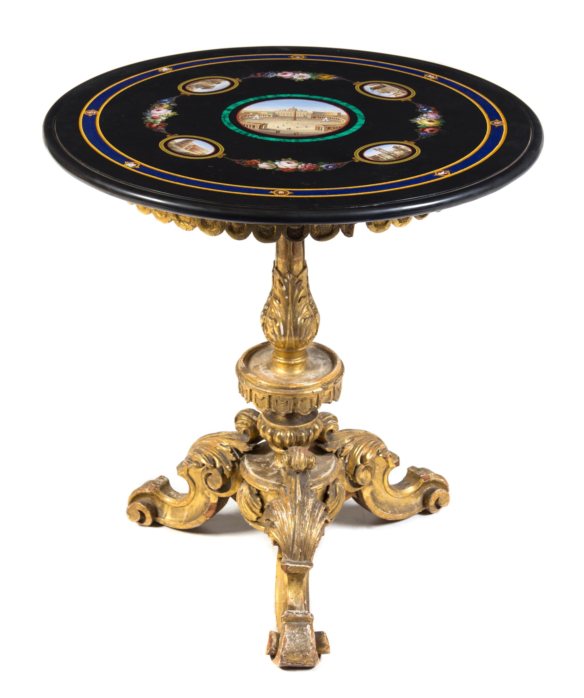 An Italian Micromosaic Table Height 29 1/2 x diameter of top 27 1/2 inches. — 19TH CENTURY