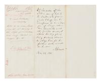 LINCOLN, Abraham (1809-1865). Autograph endorsement, signed ("A. Lincoln") as President, to Secretary of War Simon Cameron. Washington, D.C., 13 November 1861.