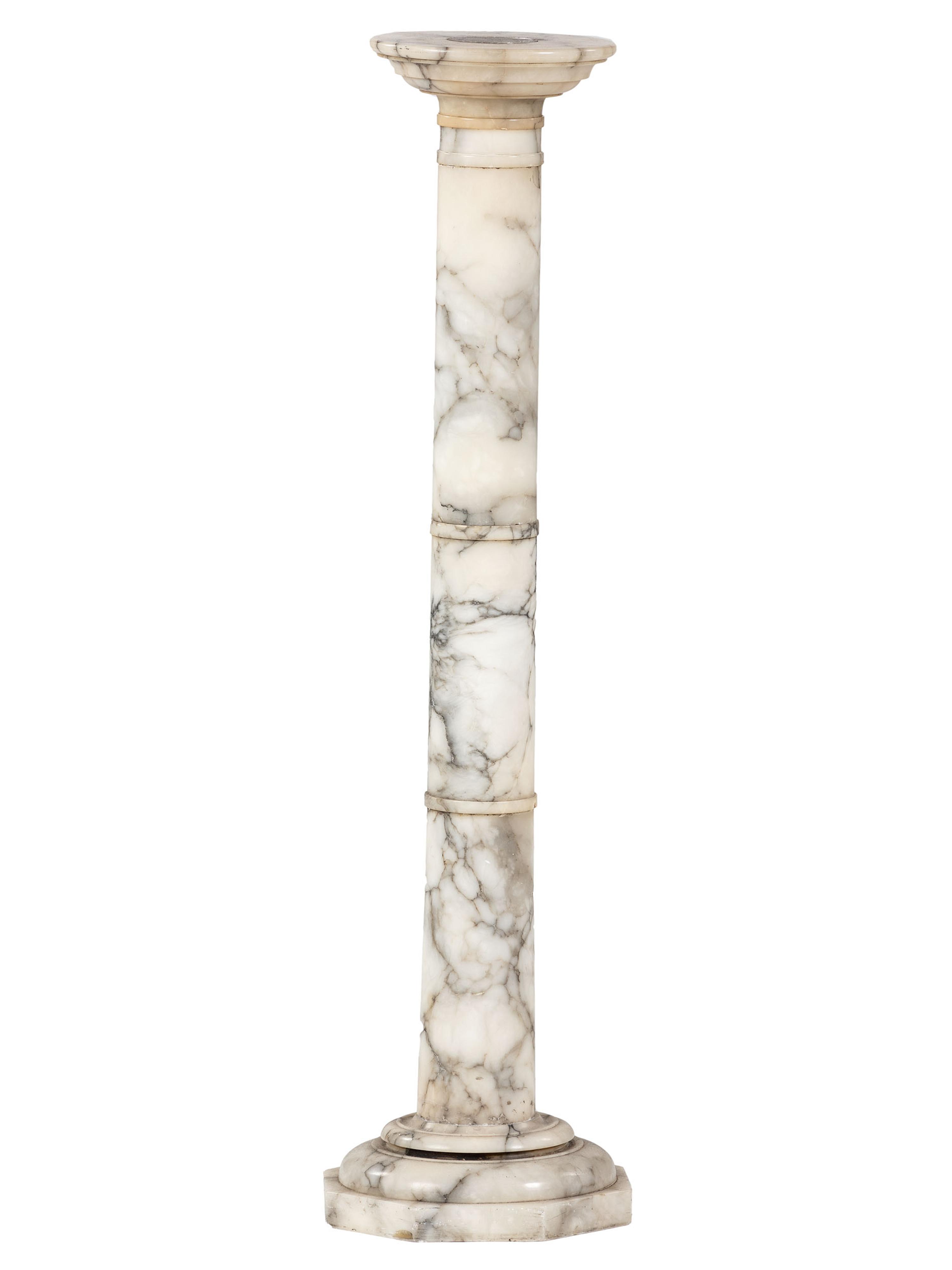 A Neoclassical White and Gray Marble Pedestal