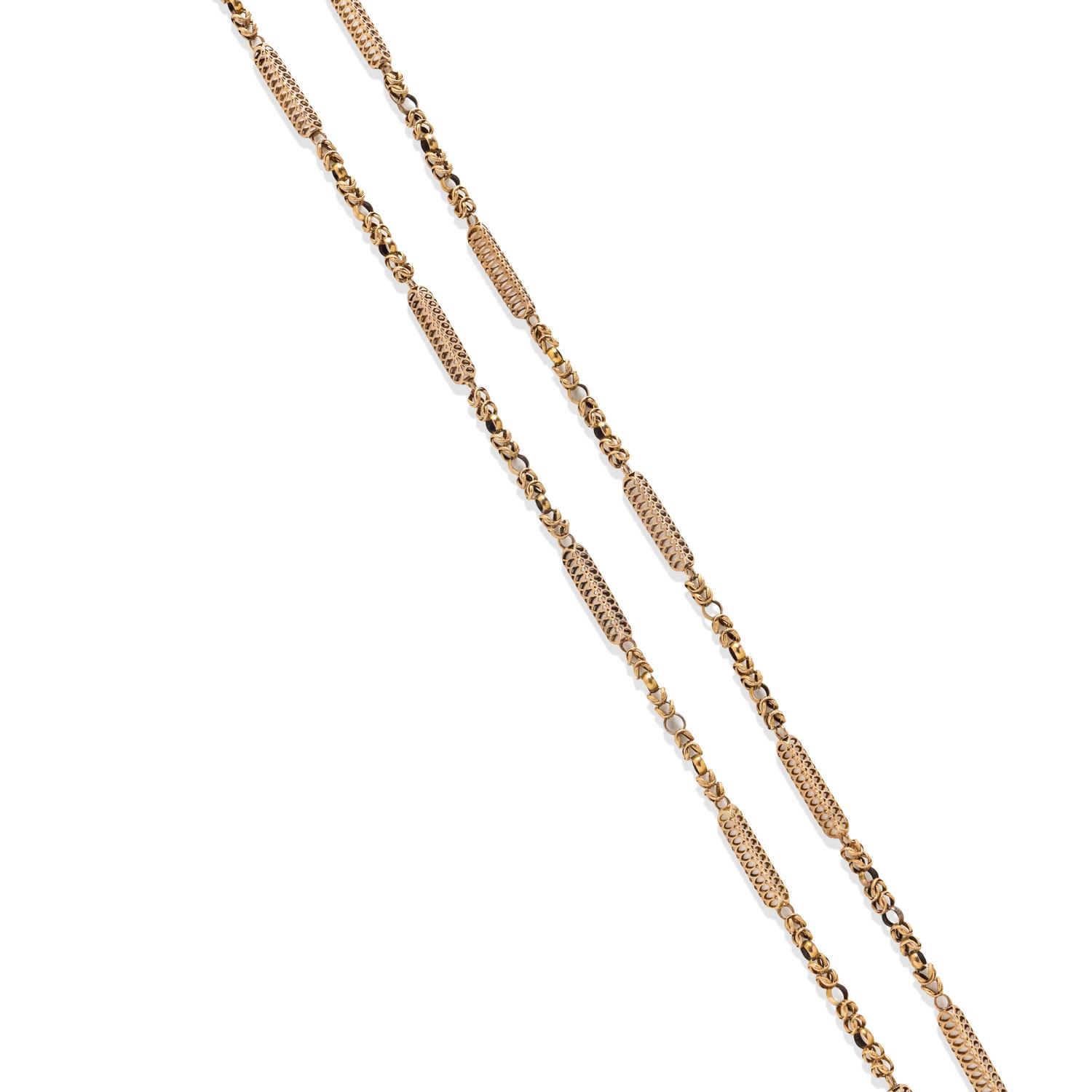 ANTIQUE, YELLOW GOLD FANCY LINK NECKLACE