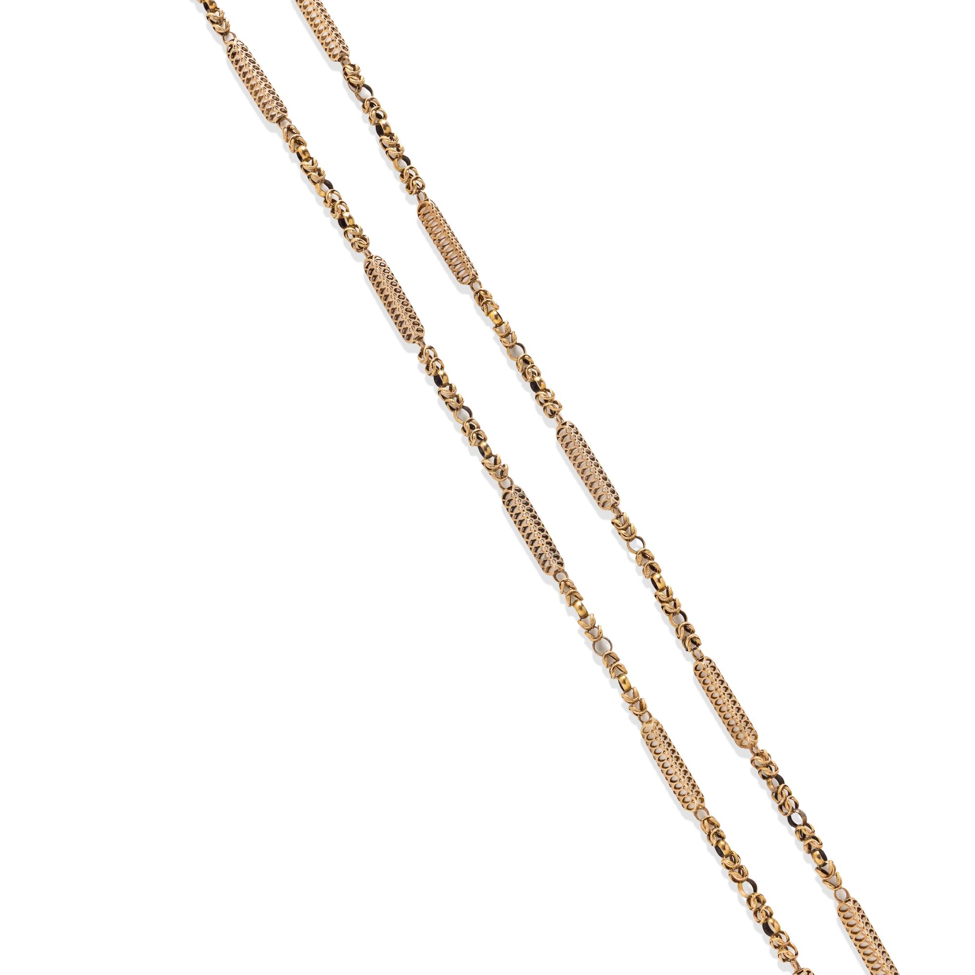 ANTIQUE, YELLOW GOLD FANCY LINK NECKLACE