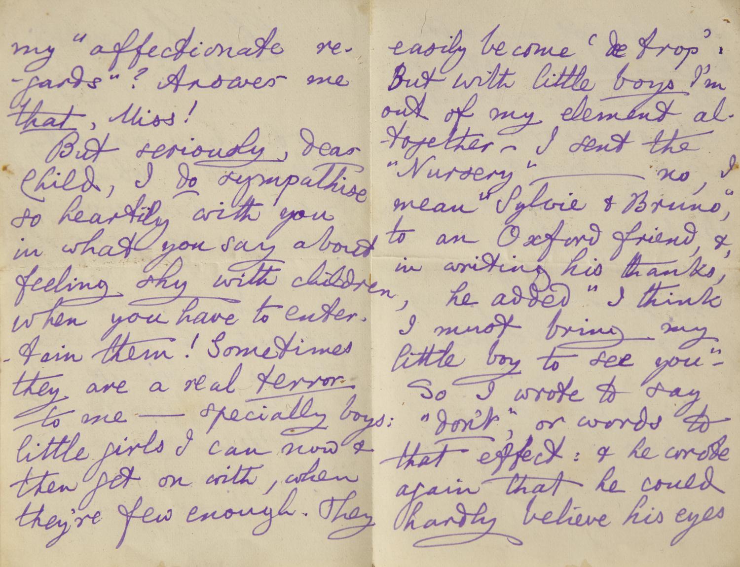 [Literature] Carroll, Lewis (Charles Lutwidge Dodgson). Autograph Letter, signed