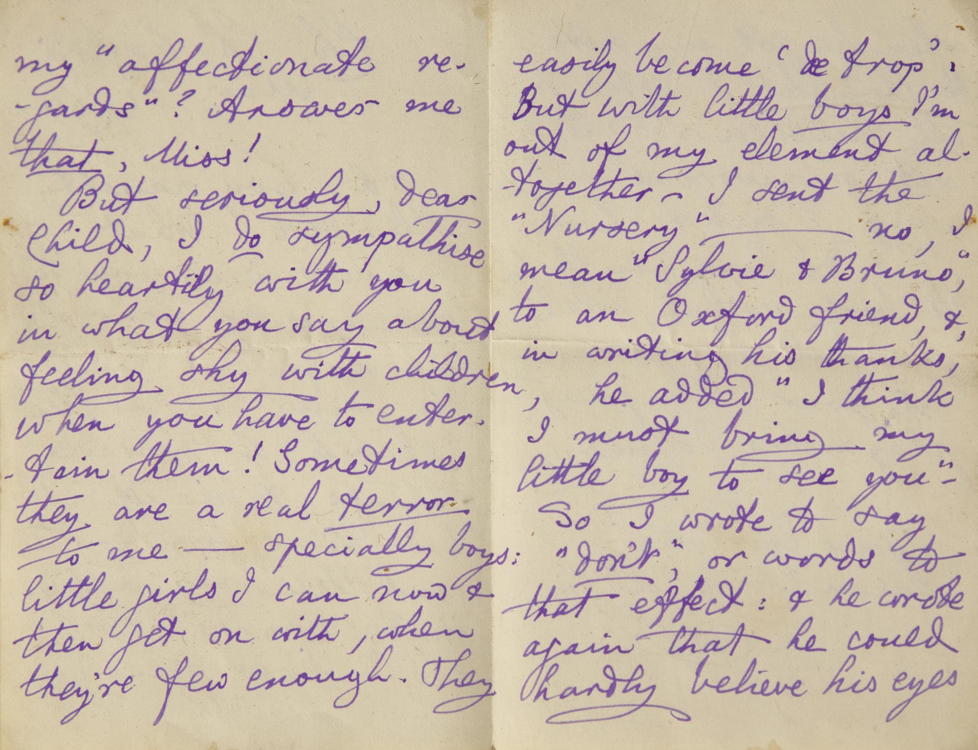 [Literature] Carroll, Lewis (Charles Lutwidge Dodgson). Autograph Letter, signed