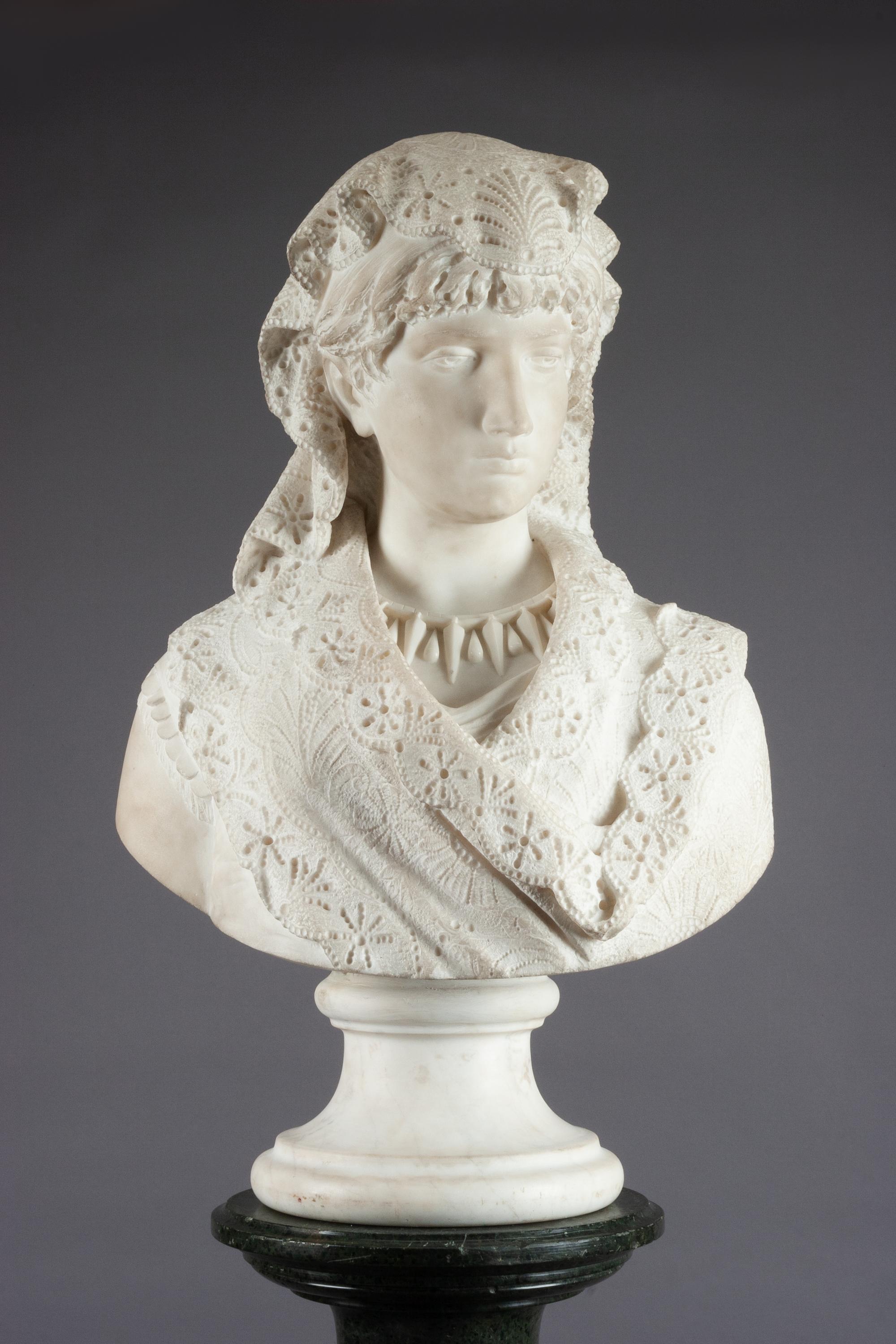An Italian Carved Marble Bust Height of bust 27 1/2 inches. — LATE 19TH/EARLY 20TH CENTURY