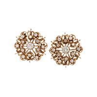 YELLOW GOLD AND DIAMOND EARCLIPS