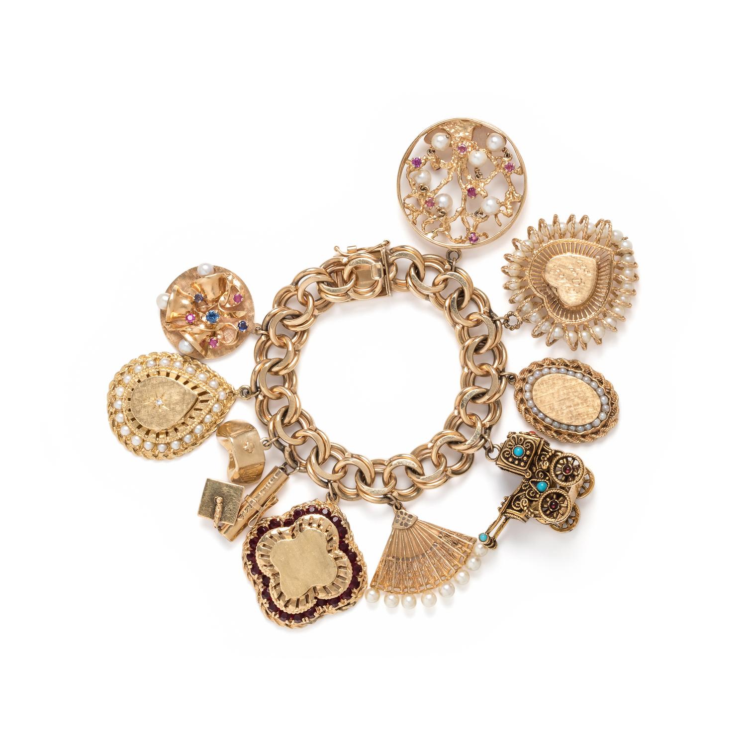 YELLOW GOLD CHARM BRACELET
