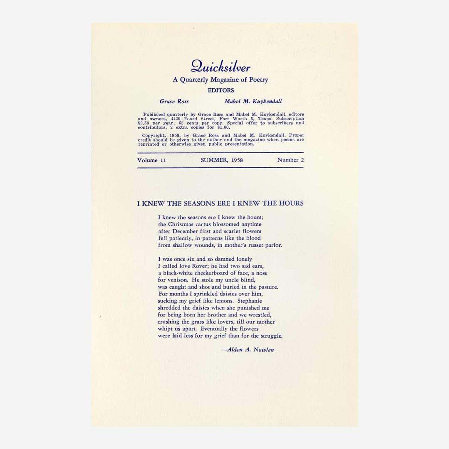 [Counter-Culture] [Bukowski, Charles] Quicksilver: A Quarterly Magazine of Poetry
