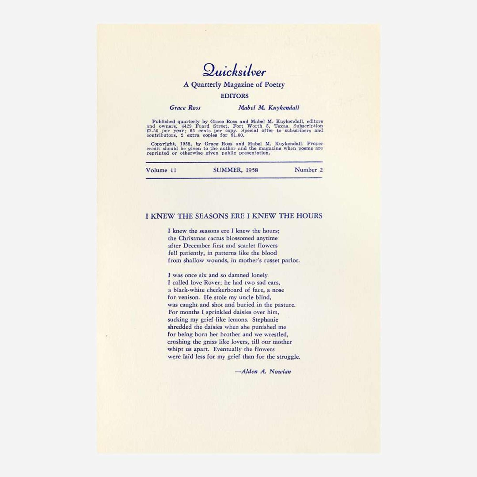 [Counter-Culture] [Bukowski, Charles] Quicksilver: A Quarterly Magazine of Poetry