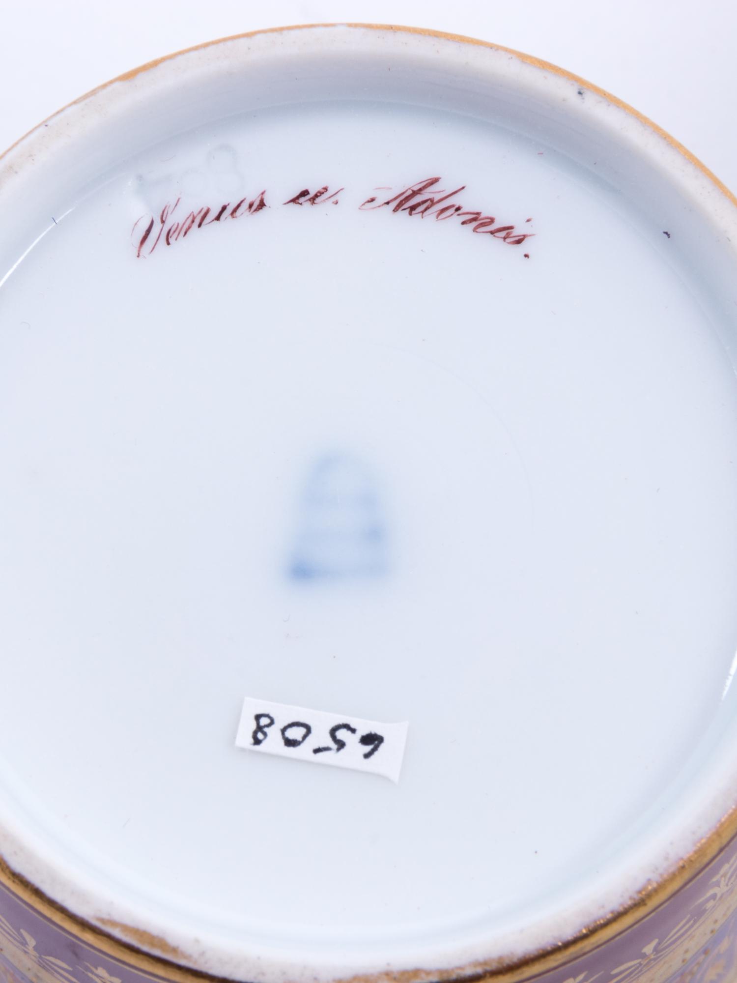 Three Continental Painted Porcelain Cups with Two Saucers