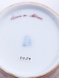 Three Continental Painted Porcelain Cups with Two Saucers