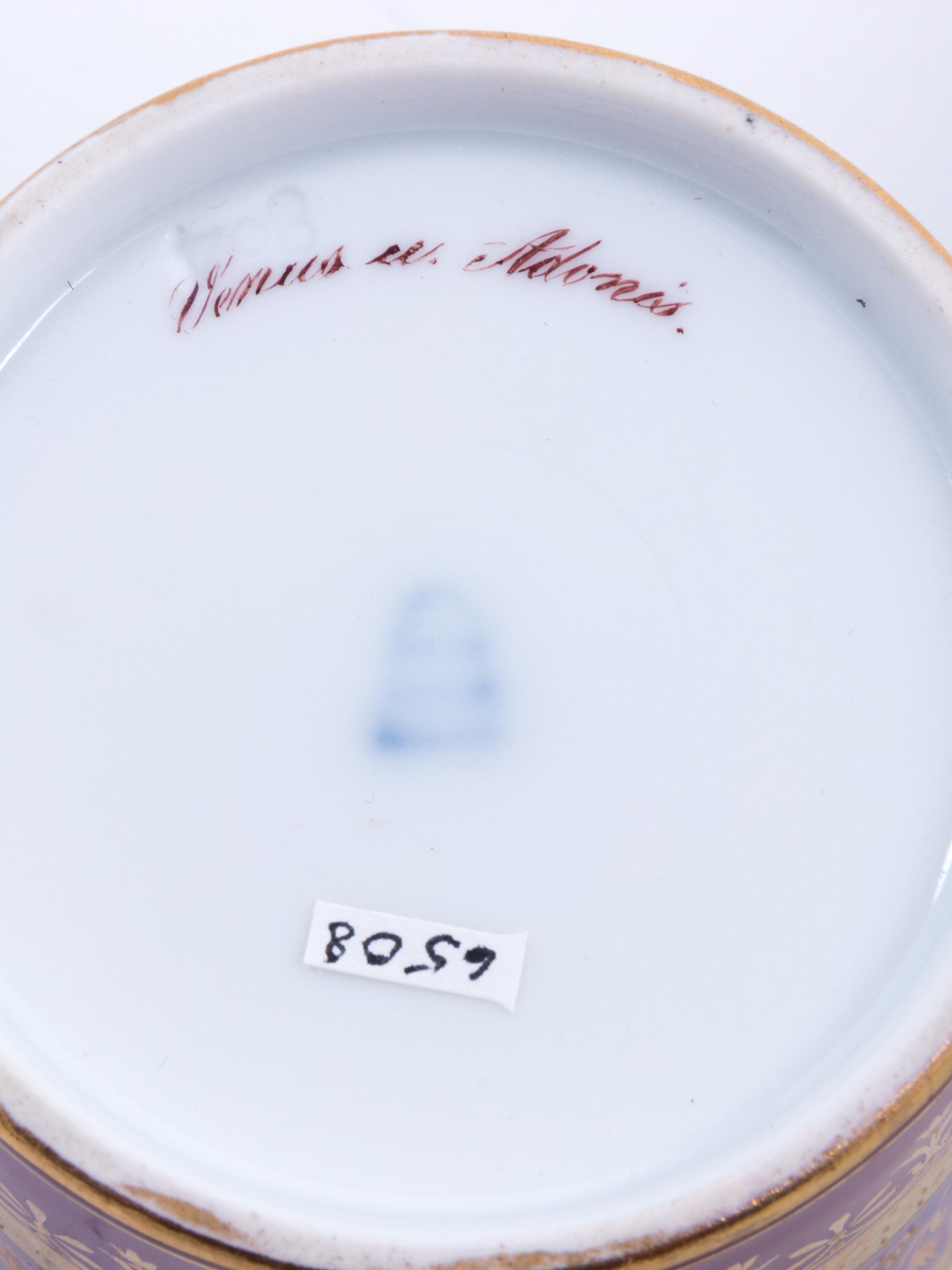 Three Continental Painted Porcelain Cups with Two Saucers