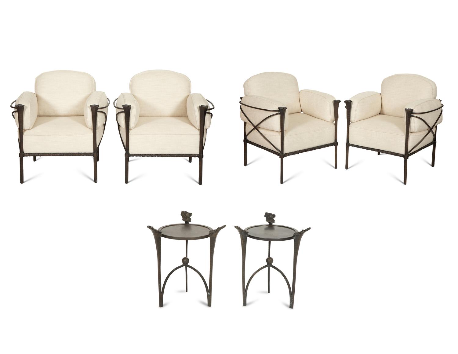 A Suite of Michael Taylor Arcadia Patinated Aluminum Outdoor Furniture