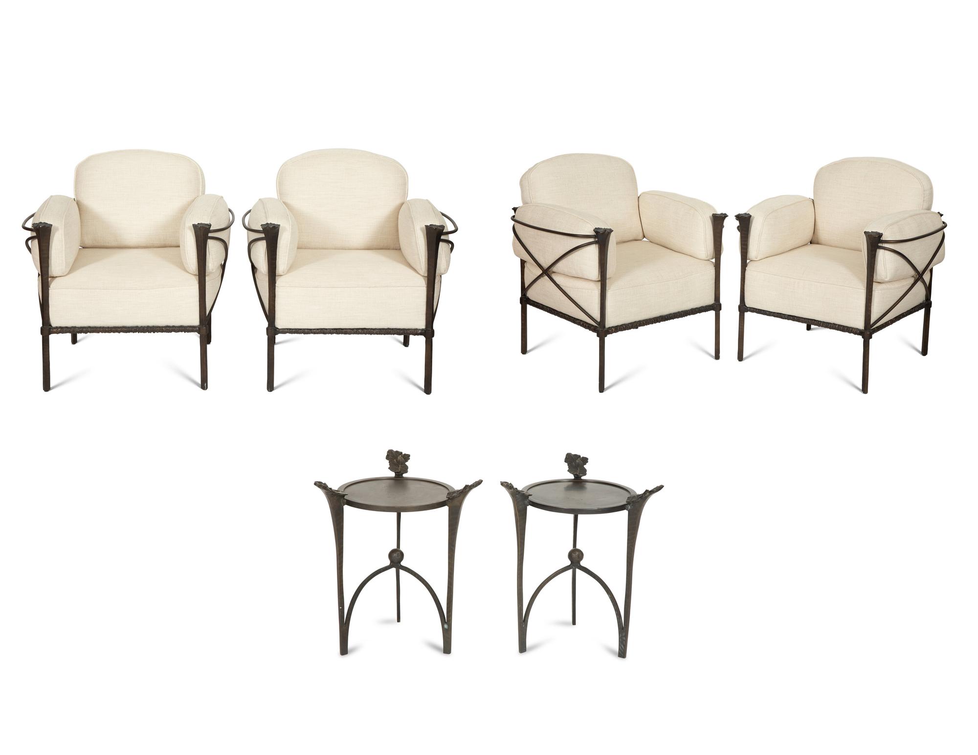 A Suite of Michael Taylor Arcadia Patinated Aluminum Outdoor Furniture