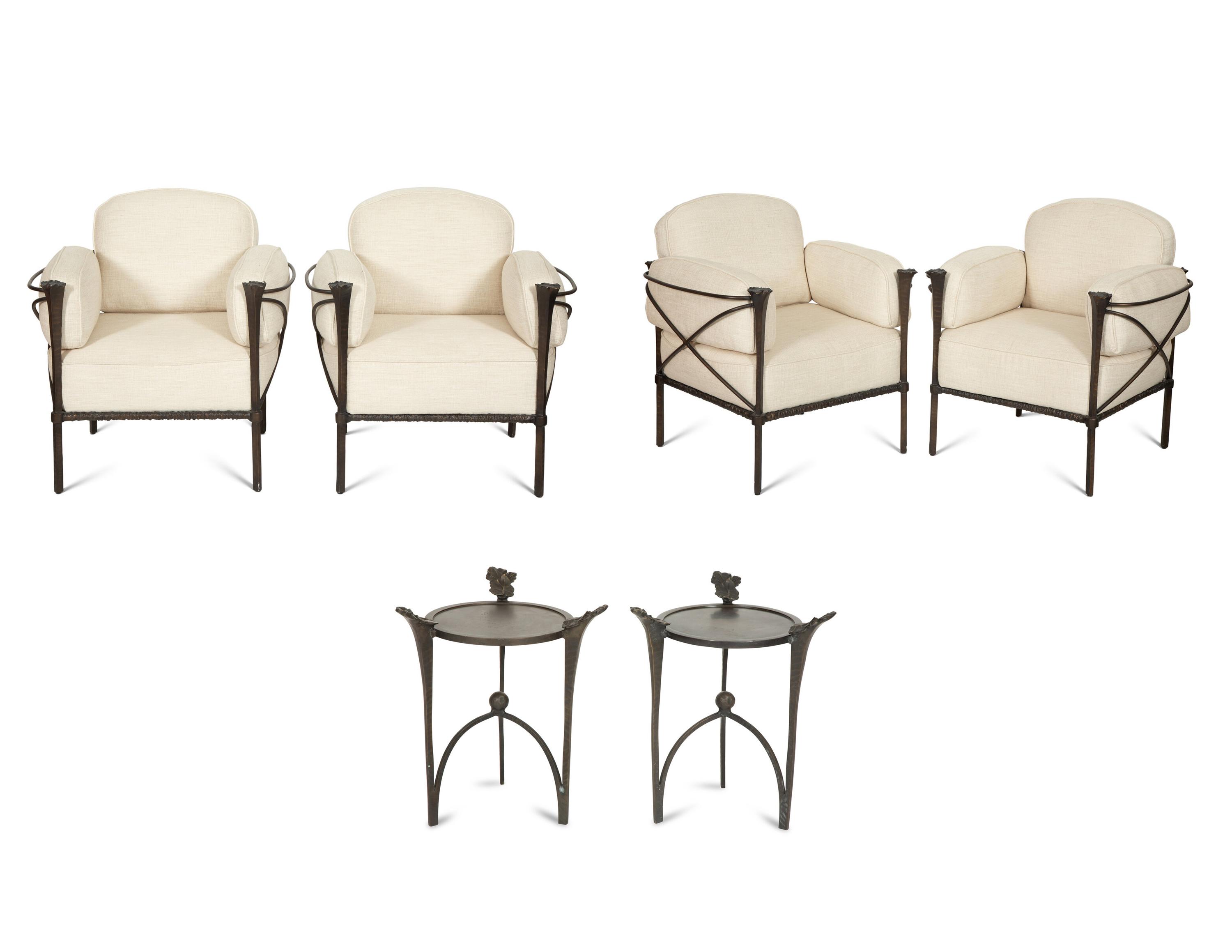 A Suite of Michael Taylor Arcadia Patinated Aluminum Outdoor Furniture