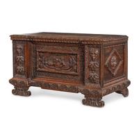 An Italian Carved Walnut Coffer