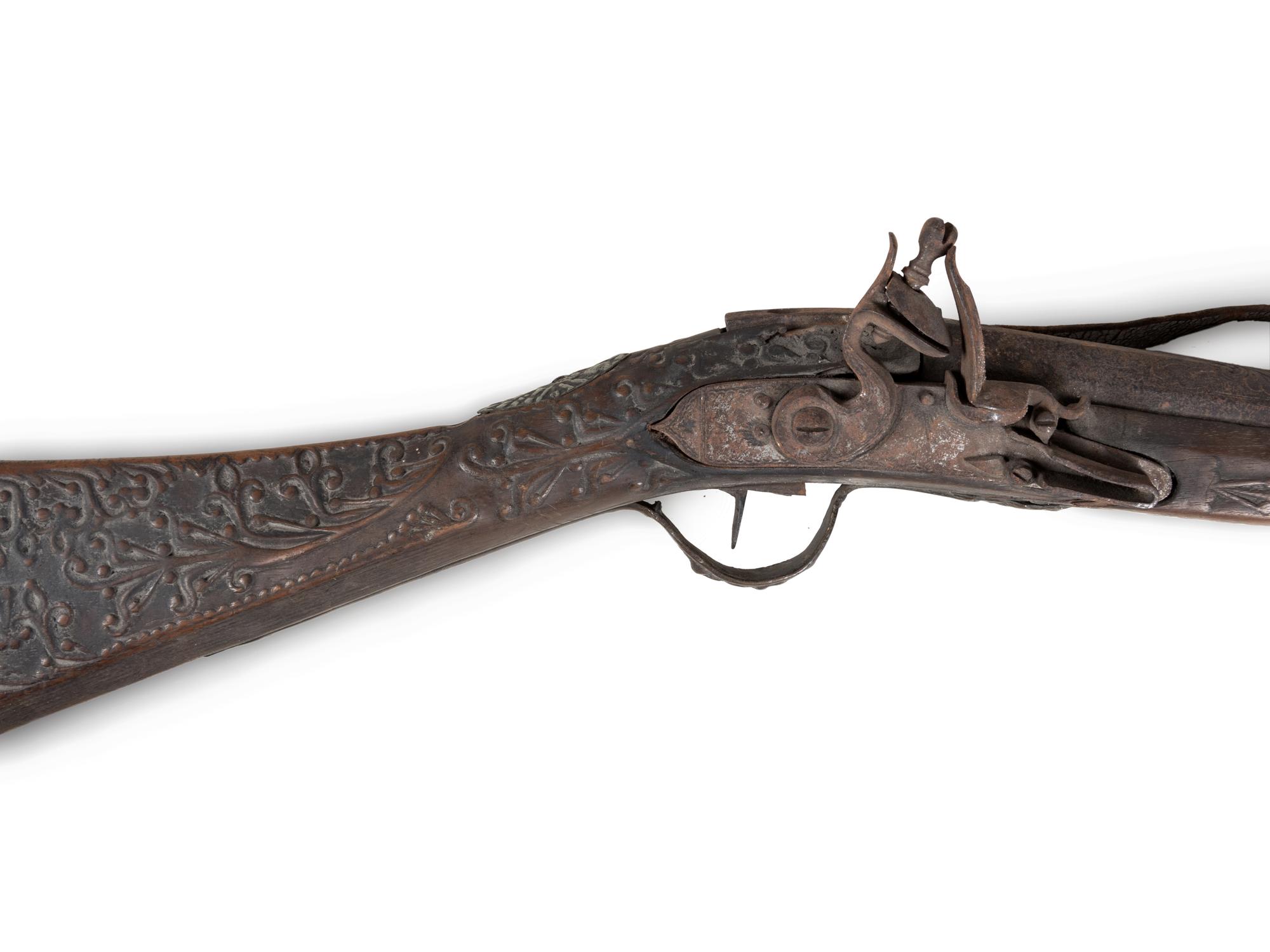 An Egyptian or Near Eastern Metal Inlaid Flintlock Rifle
