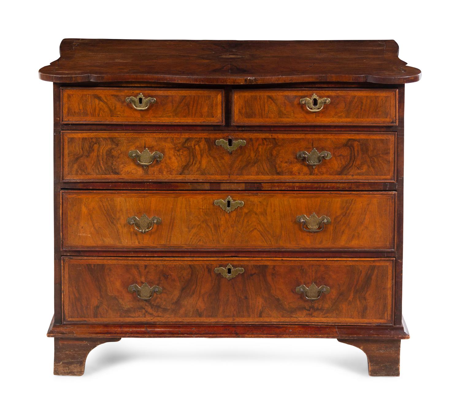 A George III Burl Walnut Chest of Drawers