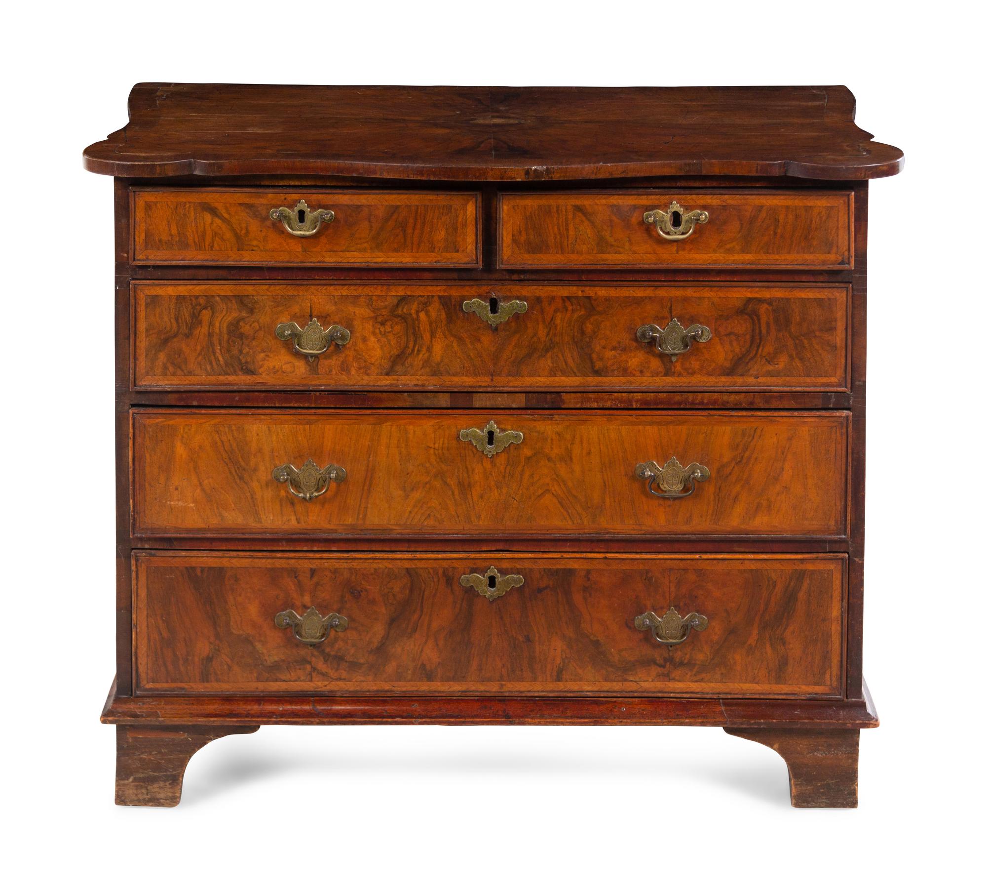 A George III Burl Walnut Chest of Drawers