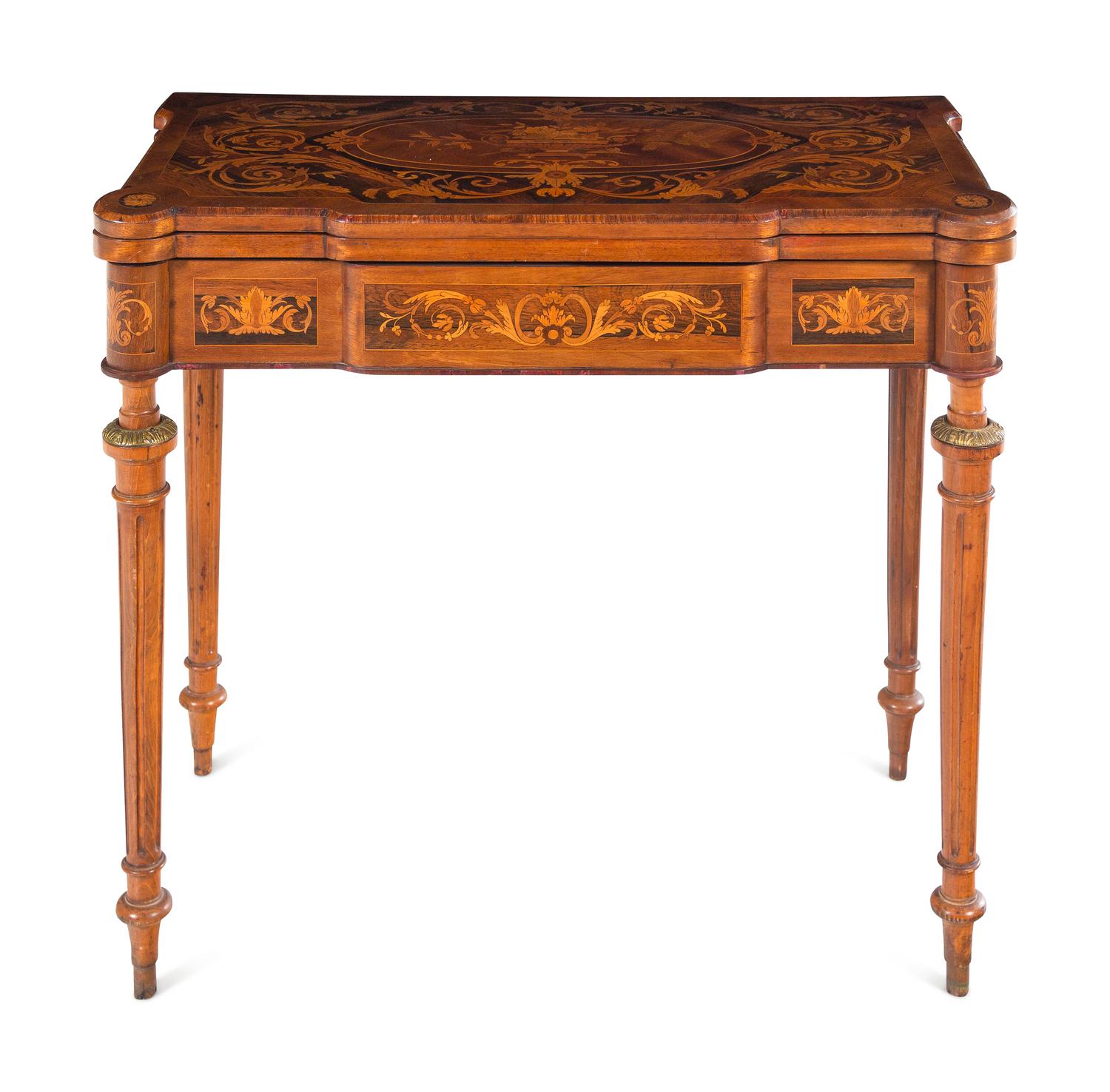 A Napoleon III Marquetry Decorated Game Table