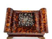 A Regency Tortoise Shell and Mother-of-Pearl Needlework Box